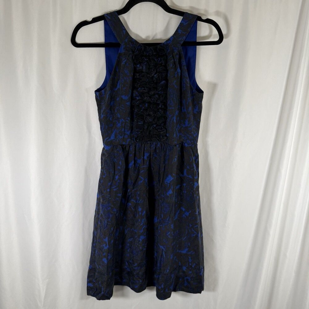 J. Crew Silk Knee Length Dress Women's 0 Blue Zip Back Sleeveless Lightweight